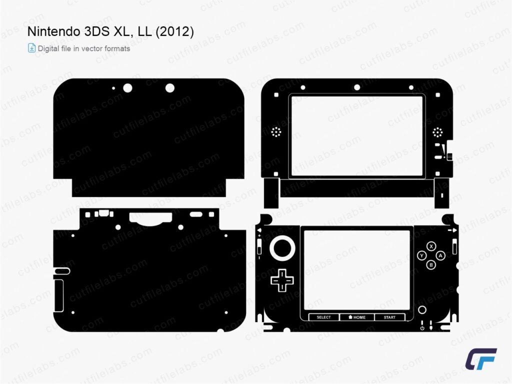 Nintendo 3DS XL, LL (2012) Cut File Template