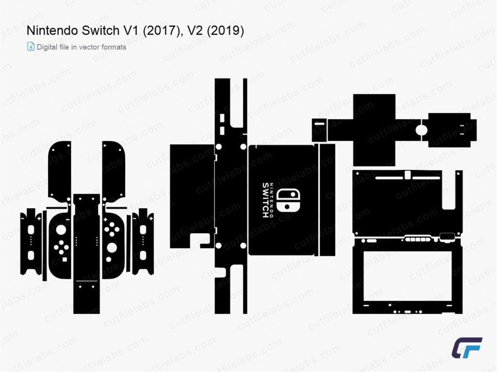 Nintendo Switch V1 (2017), V2 (2019) Cut File Template