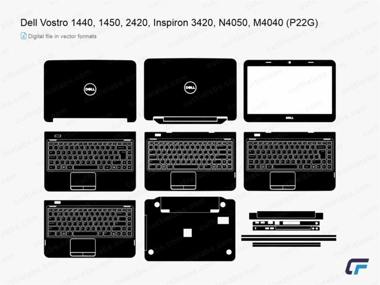 Dell Vostro 1440, 1450, 2420, Inspiron 3420, N4050, M4040 (P22G) (2011, 2012) Cut File Template