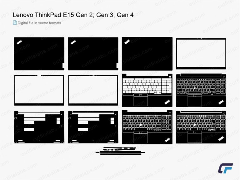 Lenovo ThinkPad E15 Gen 2 (20TD, 20TE, 20T8, 20T9); Gen 3 (20YG, 20YH, 20YJ, 20YK); Gen 4 (21E6, 21E7, 21ED, 21EE) (2020) Cut File Template