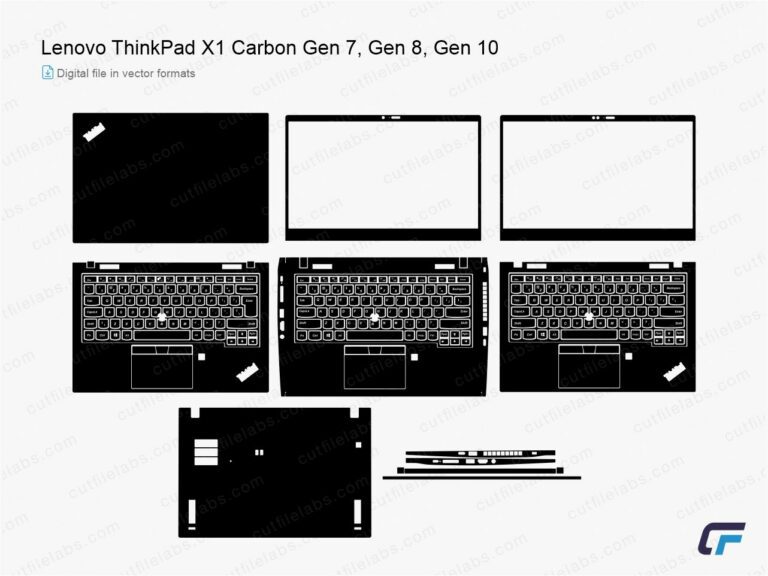 Lenovo ThinkPad X1 Carbon Gen 7, Gen 8, Gen 10 (2019, 2020, 2022) Cut File Template