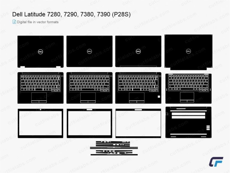 Dell Latitude 7280, 7290, 7380, 7390 (P28S) (2017, 2018) Cut File Template