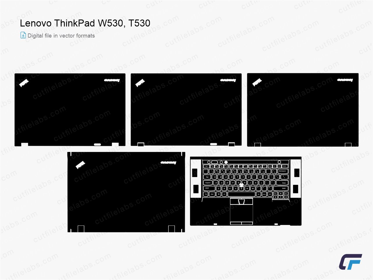 Lenovo ThinkPad W530, T530 (2013) Cut File Template | CutFileLabs