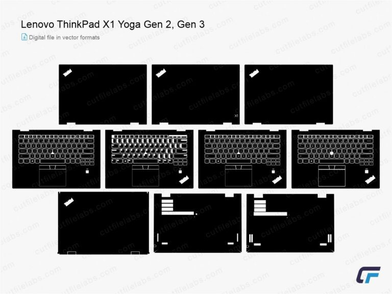 Lenovo ThinkPad X1 Yoga Gen2, Gen3 (2017, 2018) Cut File Template