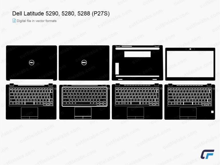 Dell Latitude 5290, 5280, 5288 (P27S) (2017, 2018) Cut File Template