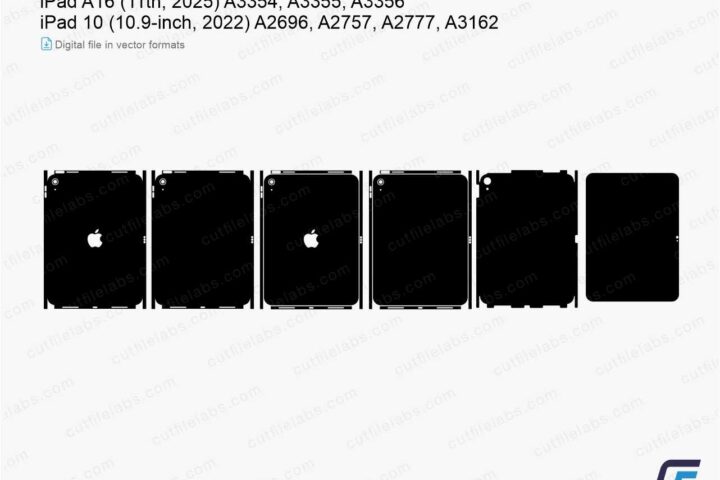 iPad A16 (11th, 2025) A3354, A3355, A3356 - iPad 10 (10.9-inch, 2022) A2696, A2757, A2777, A3162 Cut File Template