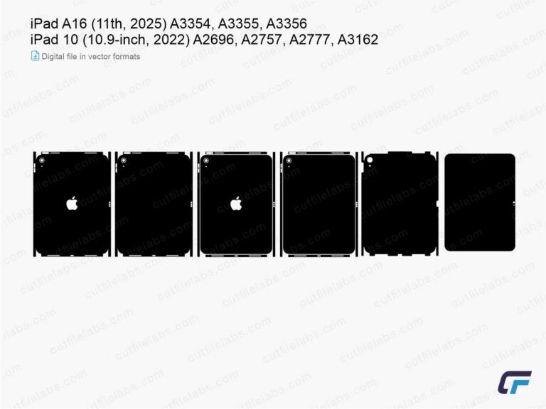 iPad A16 (11th, 2025) A3354, A3355, A3356 - iPad 10 (10.9-inch, 2022) A2696, A2757, A2777, A3162 Cut File Template